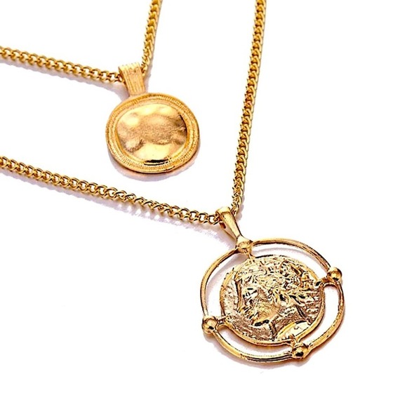 Gold Coin Pendant Necklace, Multilayer, Charm, Boho, Medallion - Picture 9 of 12